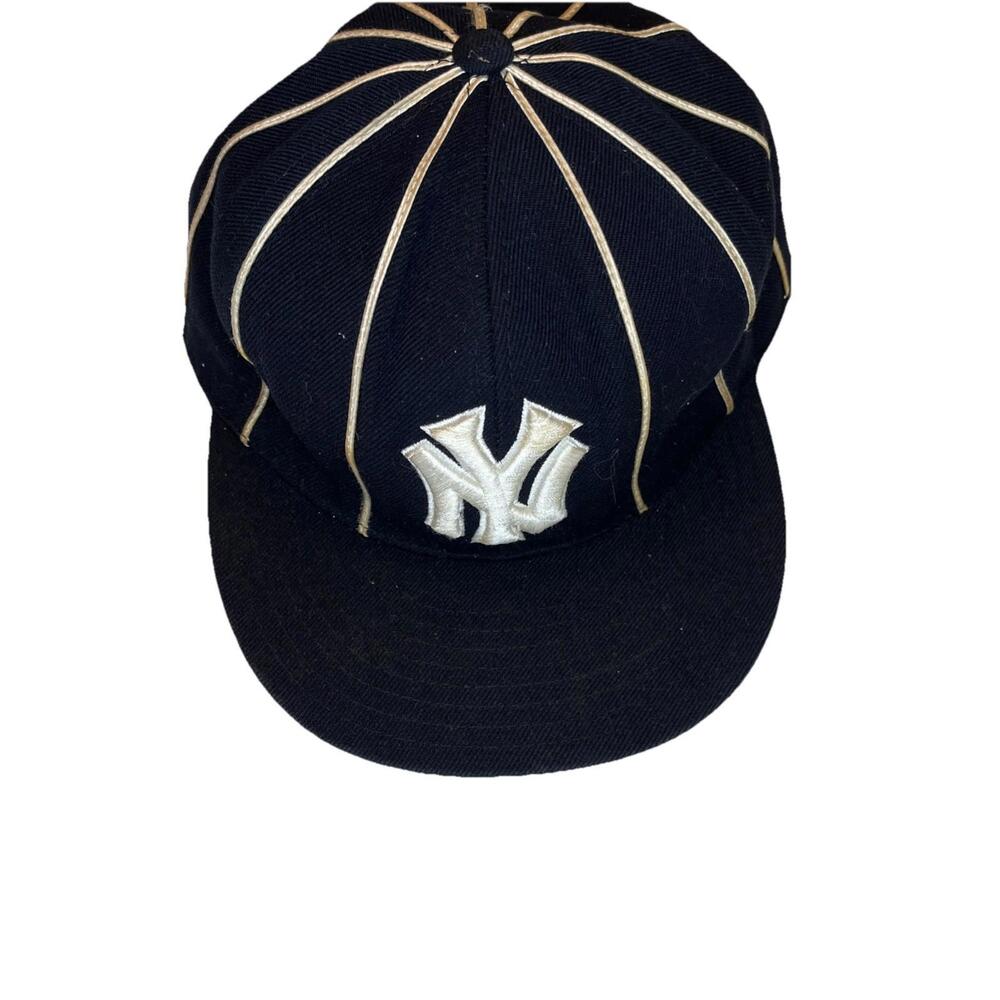 American Needle MLB Wool New York Yankees Pin Stripe Fitted Hat 7 1/2 ~ Vintage - Picture 2 of 6